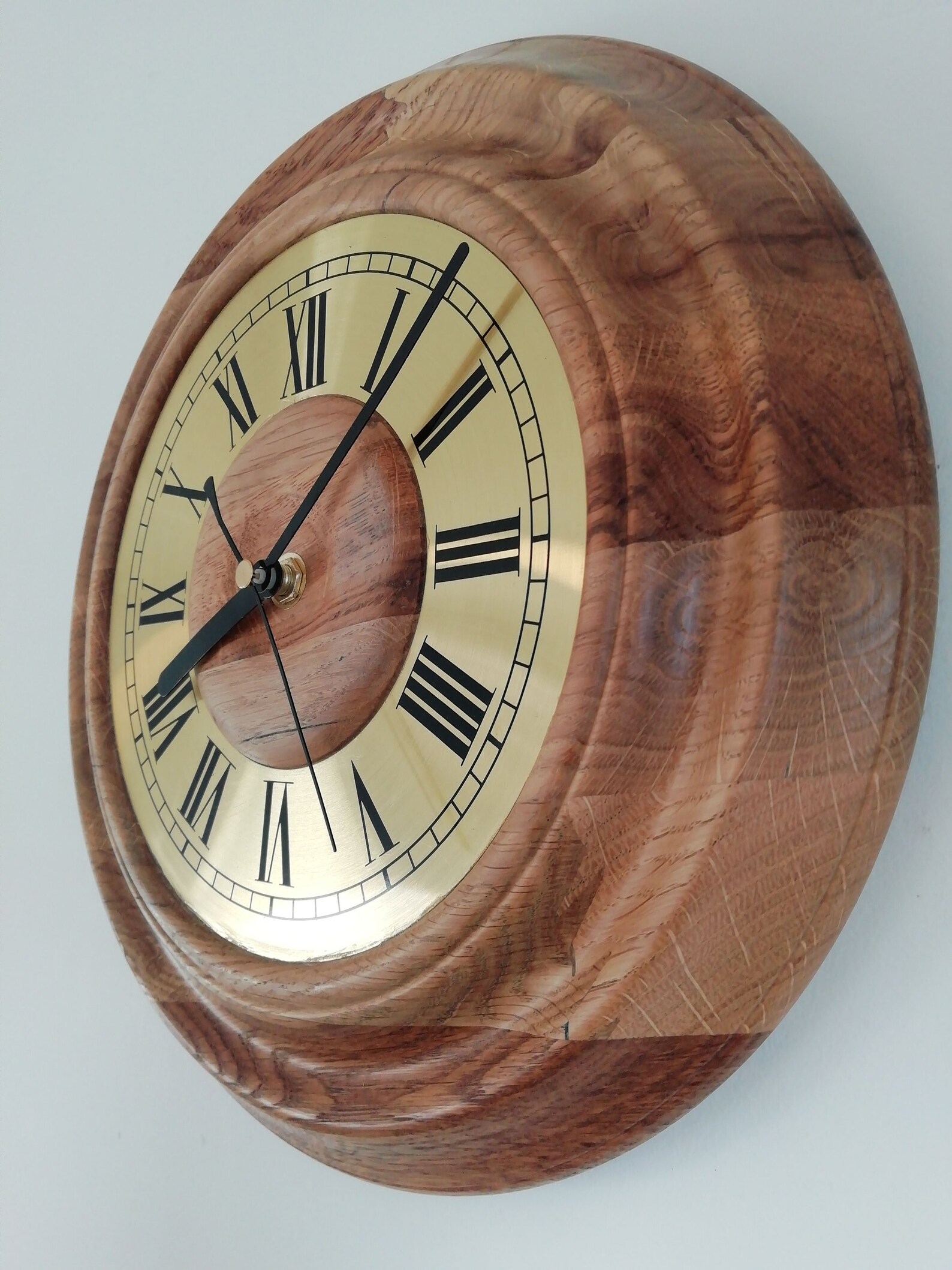 Turned Oak hard wood Wall Clock Etsy