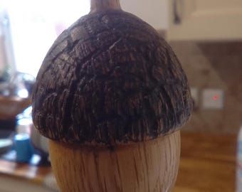 Acorn Light Pull turned reclaimed OAK + free cord and connecter
