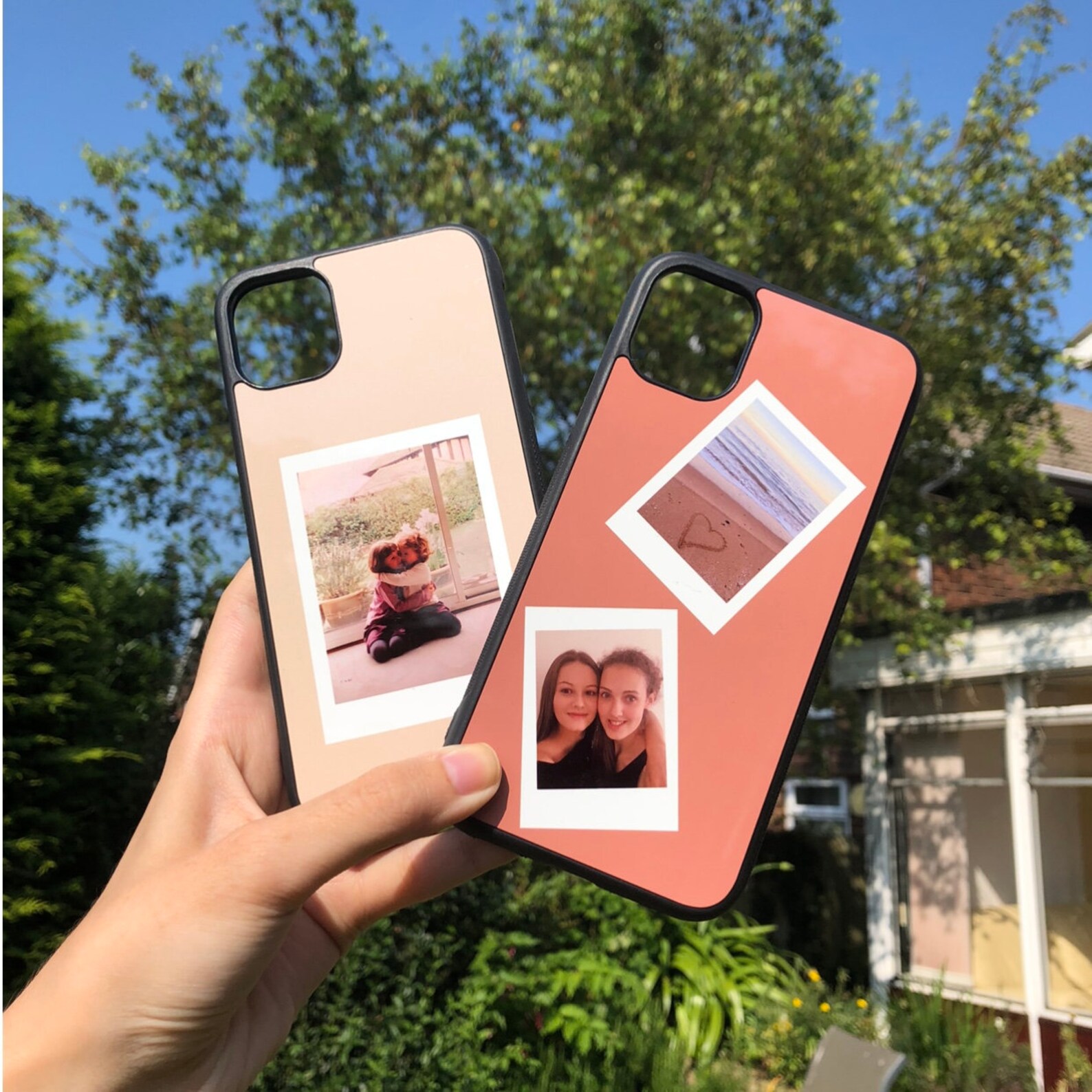 Personalised photo polaroid phone case any colour background Etsy