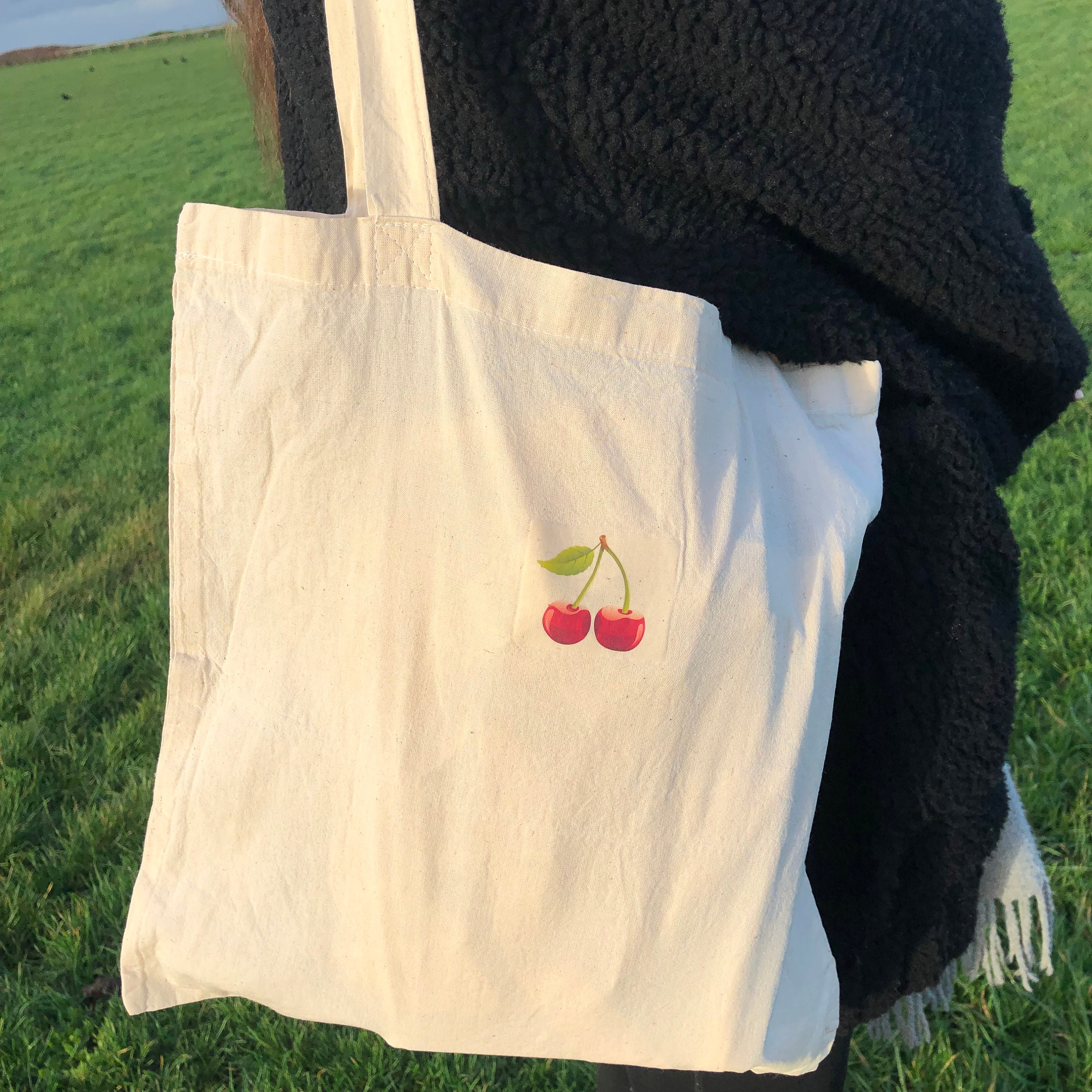 Cherry Cotton Tote Bag Etsy