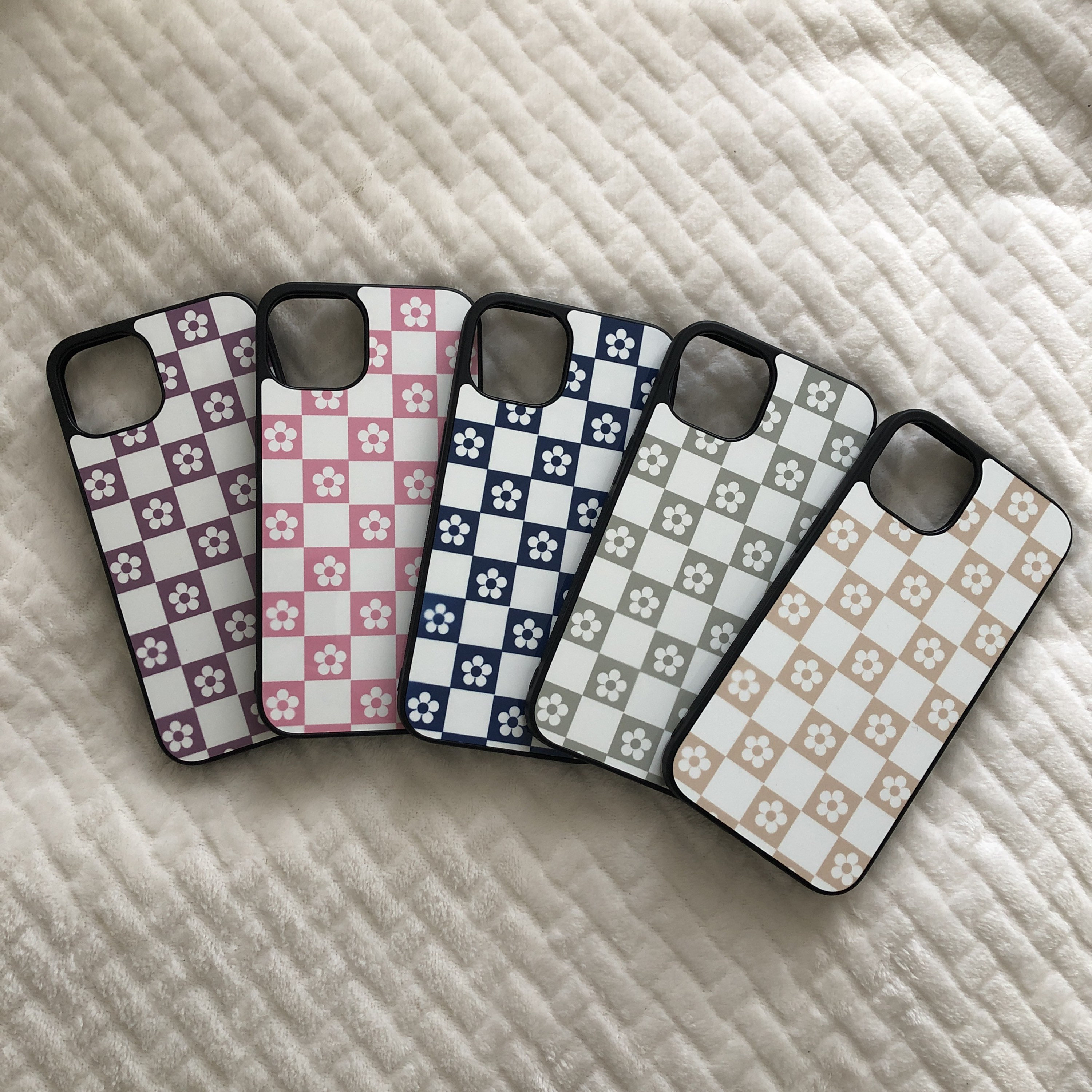 Checked Flower Phone Case available in iPhone & Android 