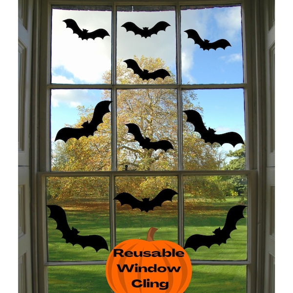 Reusable Bats Window Cling, Halloween Bat Window Cling Pack, Halloween Window Clings, Reusable Halloween Decorations, Halloween Window Decal