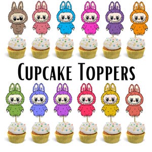 Labubu Inspired Cupcake Toppers Birthday Party Decor
