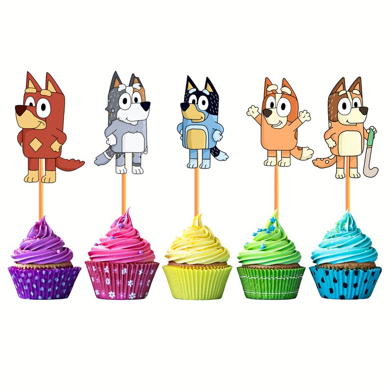 Bluey Cupcake Toppersblueybluey Party Decoration Kid Birthday Bluey Party DecorationBluey themed party bluey party