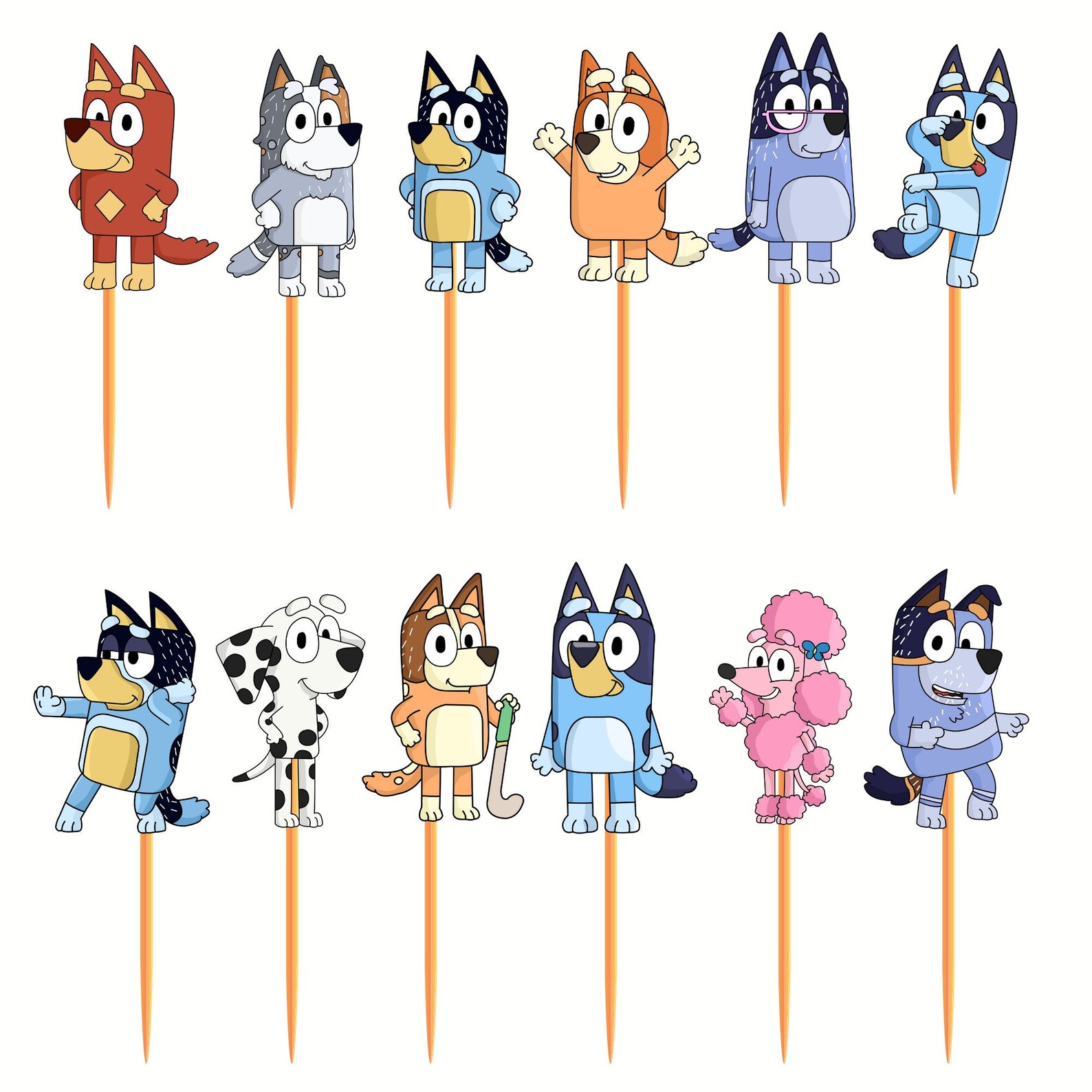 Bluey Cupcake Toppersblueybluey Party Decoration Kid Etsy