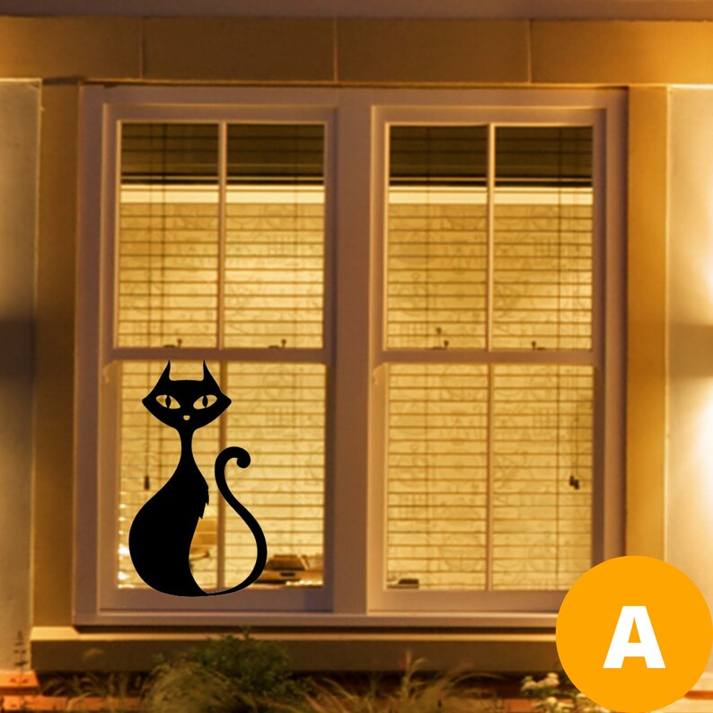 Black Cat Halloween Decal Window Cling halloween Decoration Black