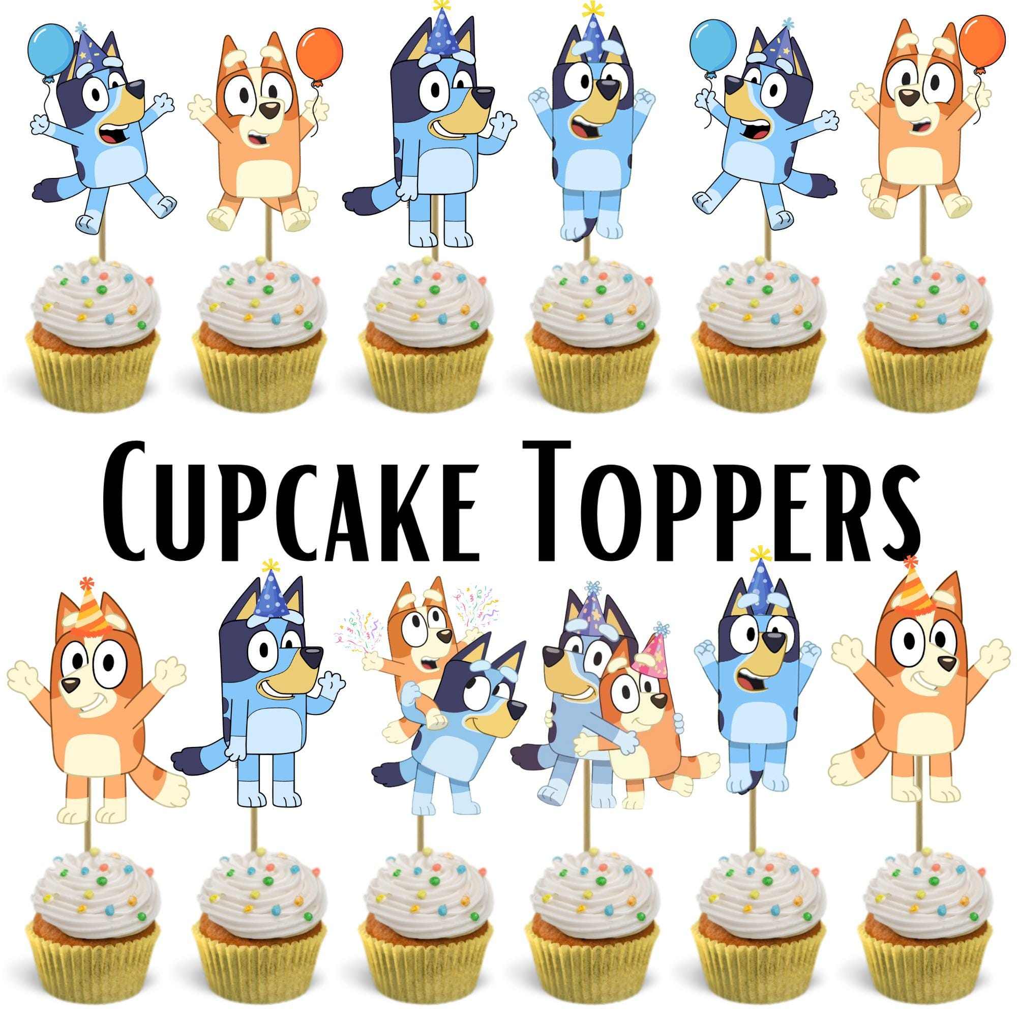 Bluey-Inspired Cupcake Toppers (Set of 24 or 36)