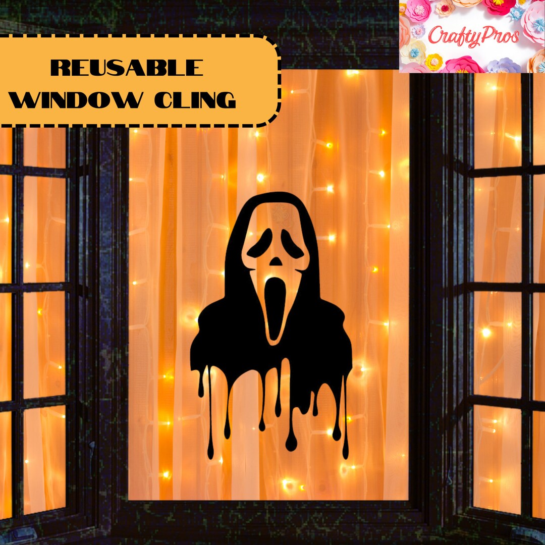 Reusable Scream Ghost Face Window Cling Halloween Etsy