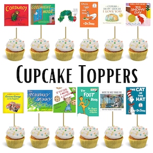 Classic Storybook Cupcake Toppers | Famous Childrens books Birthday Cake Toppers | Baby Shower Cupcake Toppers