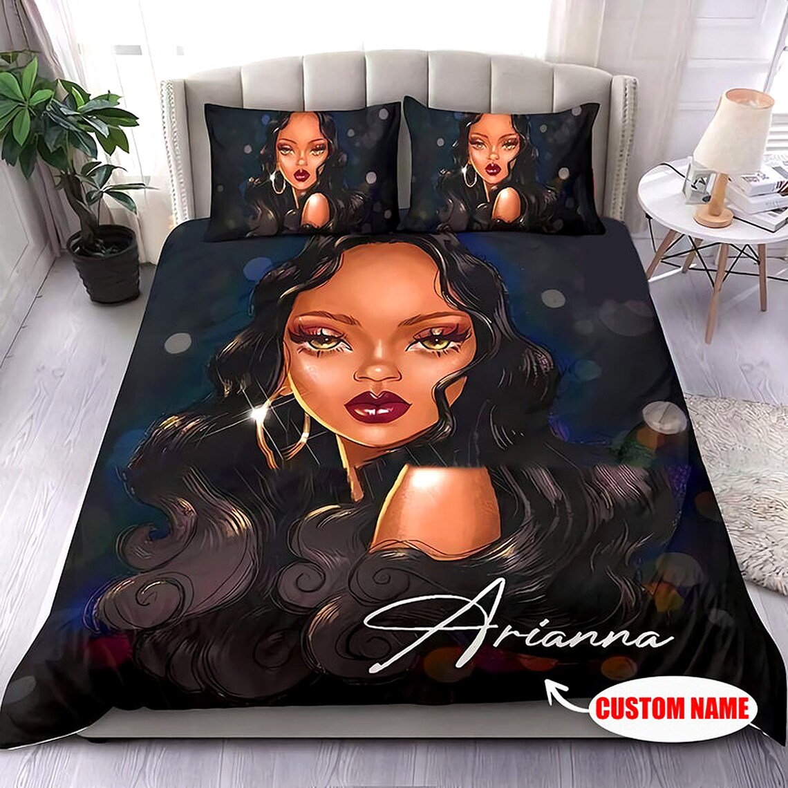 Black Girl Bedding Set Beautiful Modern Black Women Duvet Etsy