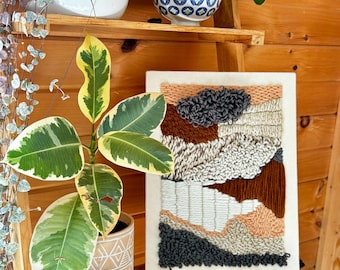 Handmade Fiber Art 10''x14'' Artwork, Fiber Boho Art, Textile Boho Art, Natural Colors