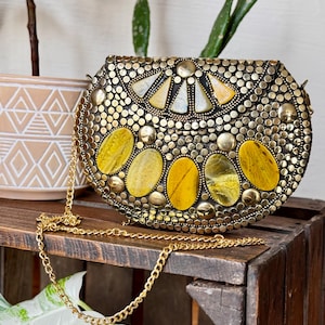 Stone Clutch, Elevated Hippie/Boho Mosaic Purse, Crystal Pursue, Clutch, Stone Clutch