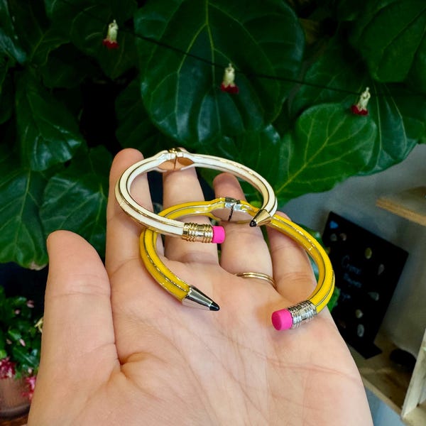 Teacher inspired  Bracelet Cuff • Pencil Bracelet Gift for Teacher • Custom Name Gift Box • Teacher Appreciation Gift • Pencil Bangle Cuff