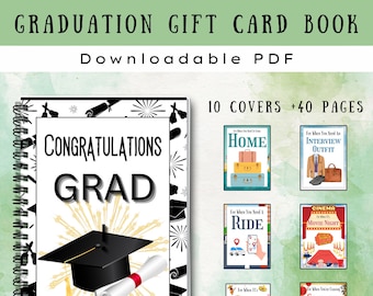 Printable Graduation Gift Card Book, High School Graduation, College Graduation Gift, Gift For Teens and Adults, College Survival Kit, Album