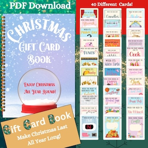Livro de cartões-presente de Natal para impressão, 40 páginas para presentes festivos, impressões ilimitadas, presente para adolescentes e adultos, presente personalizável, exclusivo,