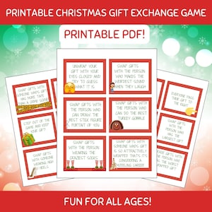 Printable Christmas Gift Exchange Game, White Elephant Gift, Xmas Activity, Christmas Party, Christmas Activity, Fun Christmas Game