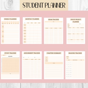 Student Printable Planner Bundle, Study Planner, Instant Download, Homework Planner, School Planner Pack, Student Organizer, School Agenda