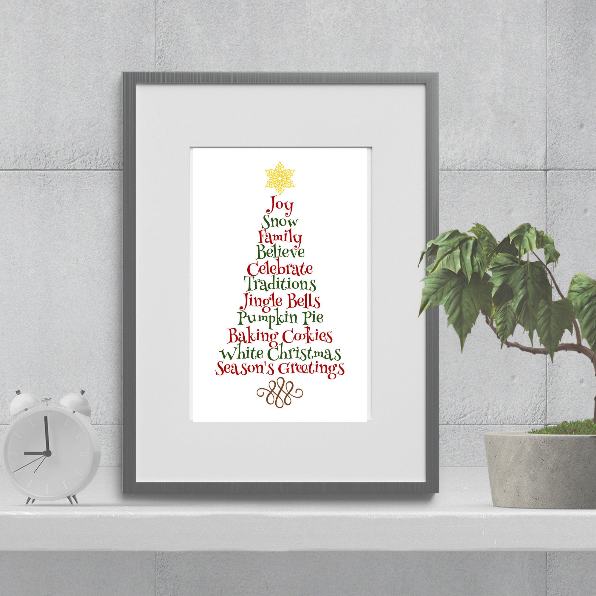 Word Christmas Tree Printable Wall Art Instant Download Etsy UK