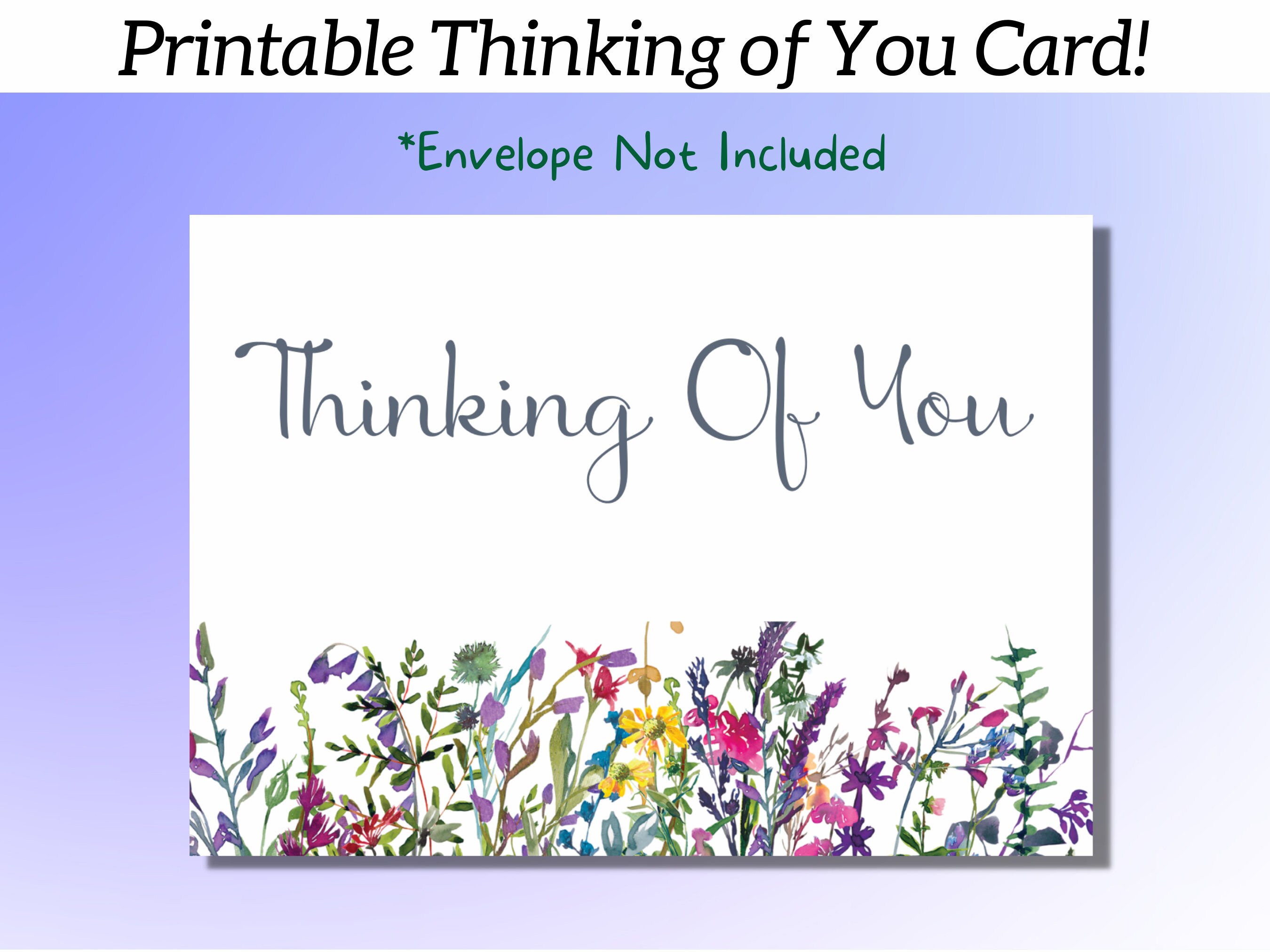 Printable Floral Thinking of You Card, Greeting Card, Flower Card ...