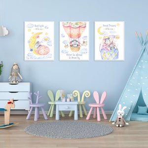 Sleepy Mice Set of 3 Printable Wall Art, Nursery Prints, Baby Room Decor, Baby Shower Gift, Playroom Poster, Kids Wall Art, Animal Art