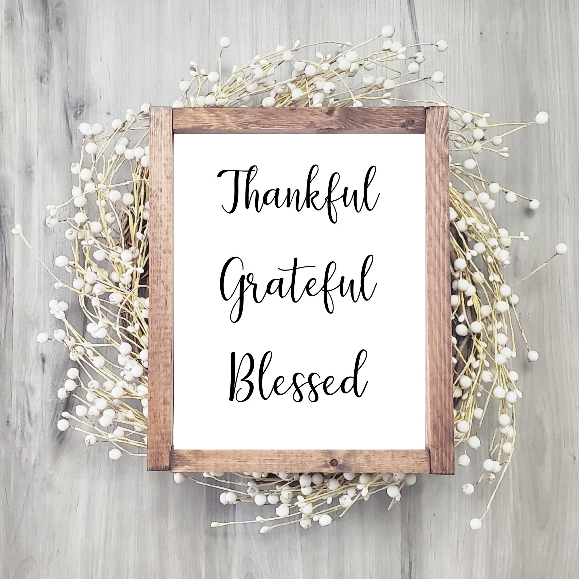 Thankful Grateful Blessed Printable Wall Art Inspirational - Etsy