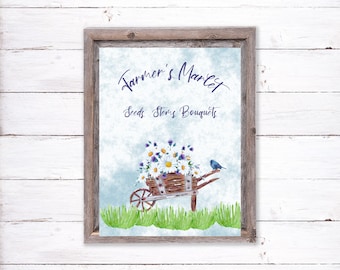 Fresh Farmers Market, Printable Wall Art, flower market, spring wall art, farmhouse printable, spring home decor, market fresh flowers,
