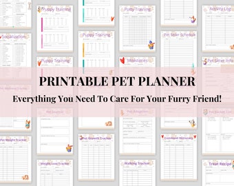 Printable Pet Planner Bundle, Pet Care Sheets, Pet Sitter Notes, New Puppy Planners, Dog Mom Planner, Pet Journal, New Pet Gift, Cat Care