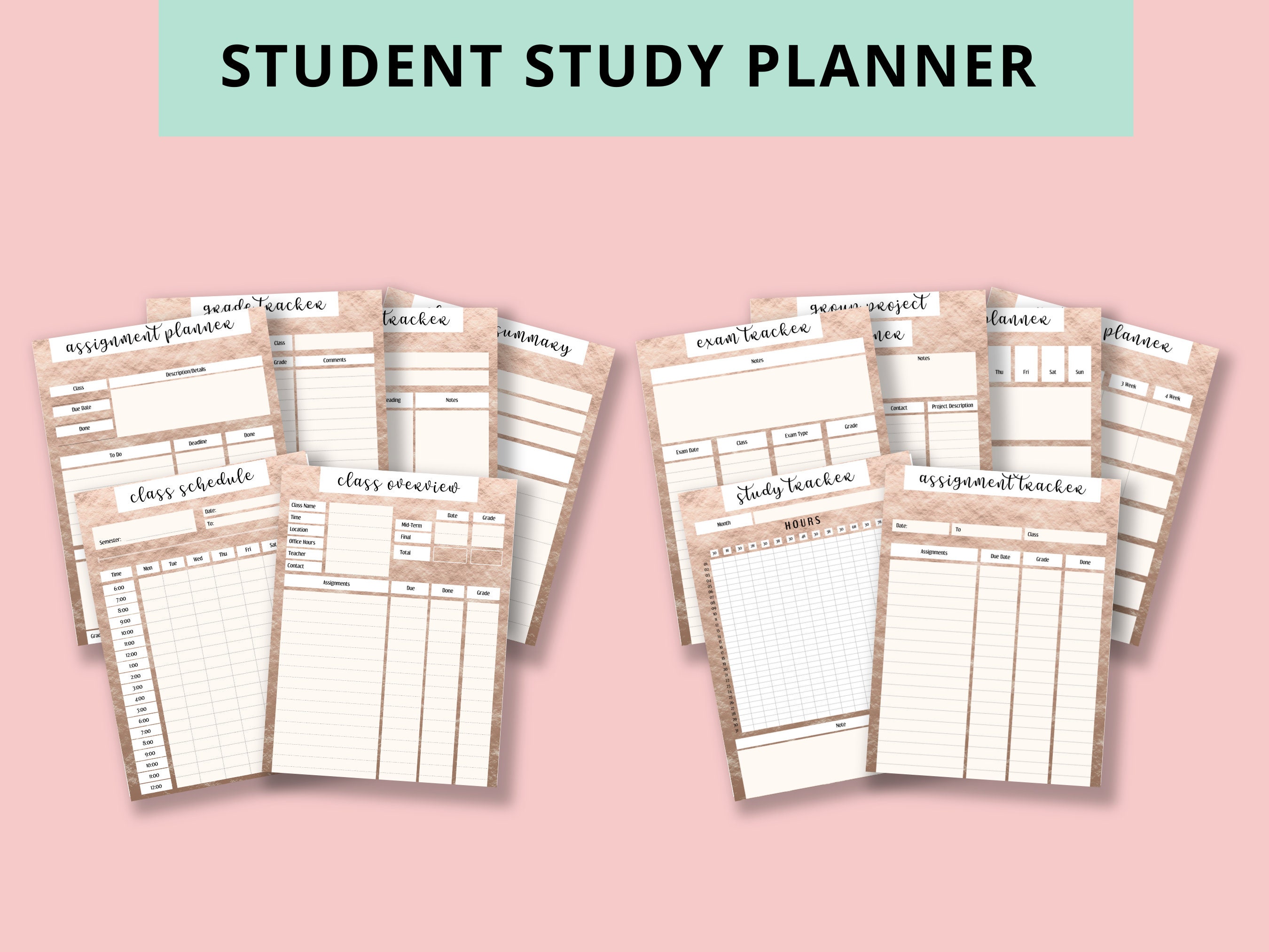 Student Printable Planner Bundle, Study Planner, Instant Download ...