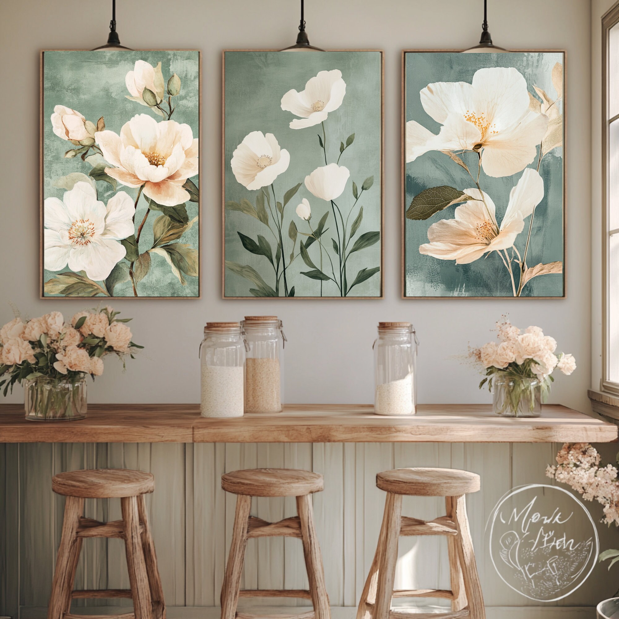 Soft Pink Floral Printable Wall Art Set - Etsy