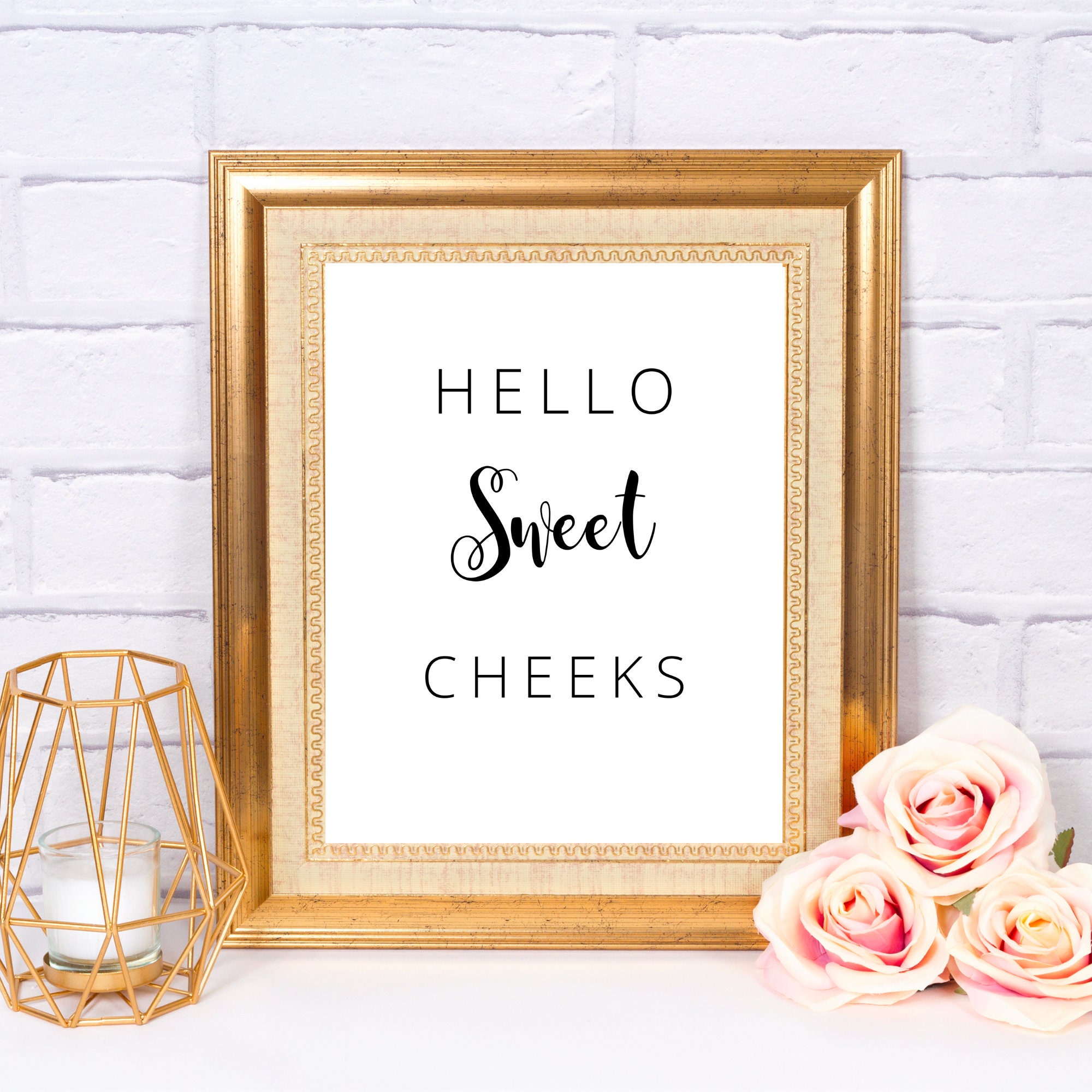 Hello Sweet Cheeks Printable Bathroom Wall Art Washroom Etsy