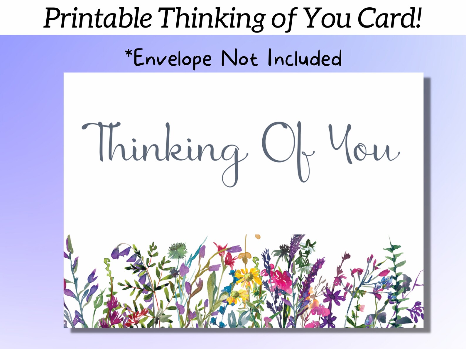Printable Floral Thinking of You Card, Greeting Card, Flower Card ...