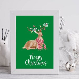Christmas Reindeer Printable Art, Instant Download, Christmas Deer