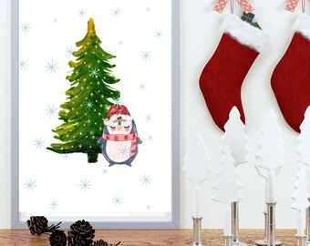 Baby Penguin Christmas Printable Art. Instant Download, Christmas Decor
