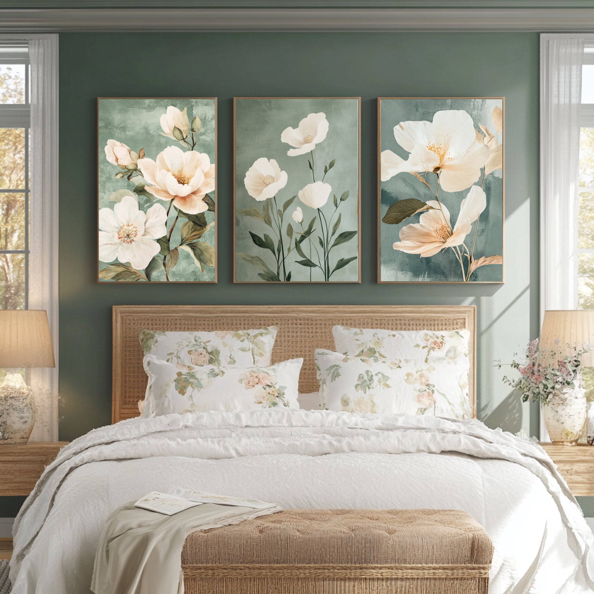 Soft Pink Floral Printable Wall Art Set - Etsy