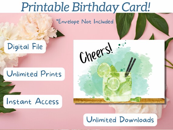 Printable Happy Birthday Card Greeting Card Digital Card - Etsy