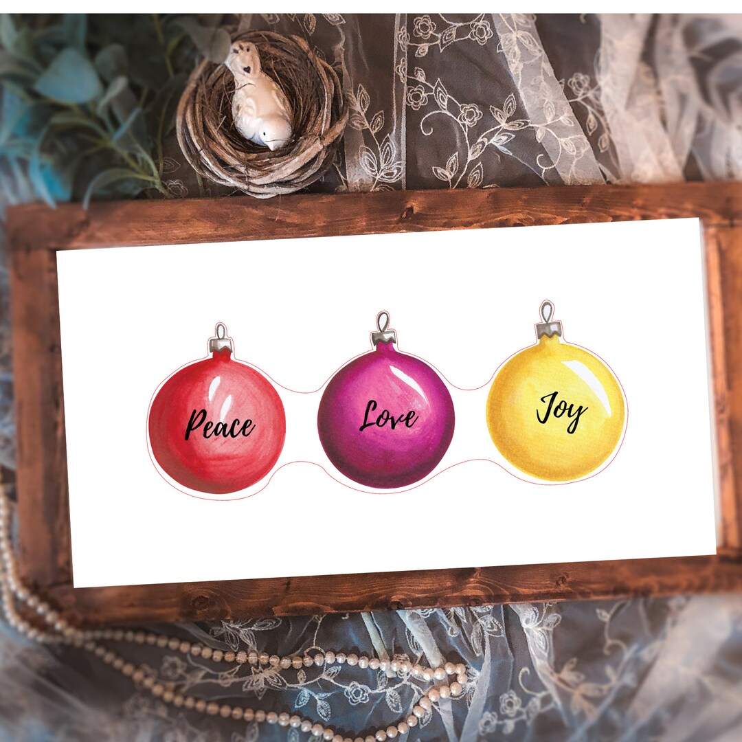 Peace Love and Joy Christmas Ornaments Art Printable, Peace Love and