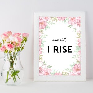 And Still I Rise arte de parede para impressão, citação de Maya Angelou, arte inspiradora, impressão acima da cama, impressão de poesia, decoração de poder feminino, citação literária