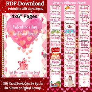Druckbares Valentinstags-Geschenkkartenbuch, 4x6 Seiten für festliche Geschenke, unbegrenzte Drucke, Geschenk für Jugendliche und Erwachsene, anpassbares Geschenk,