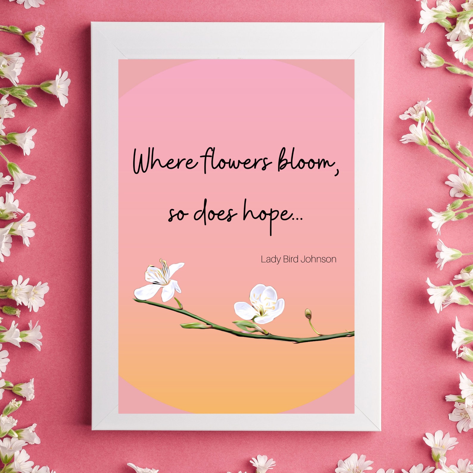 Where Flowers Bloom So Does Hope Printable Wall Art Lady Bird Etsy España