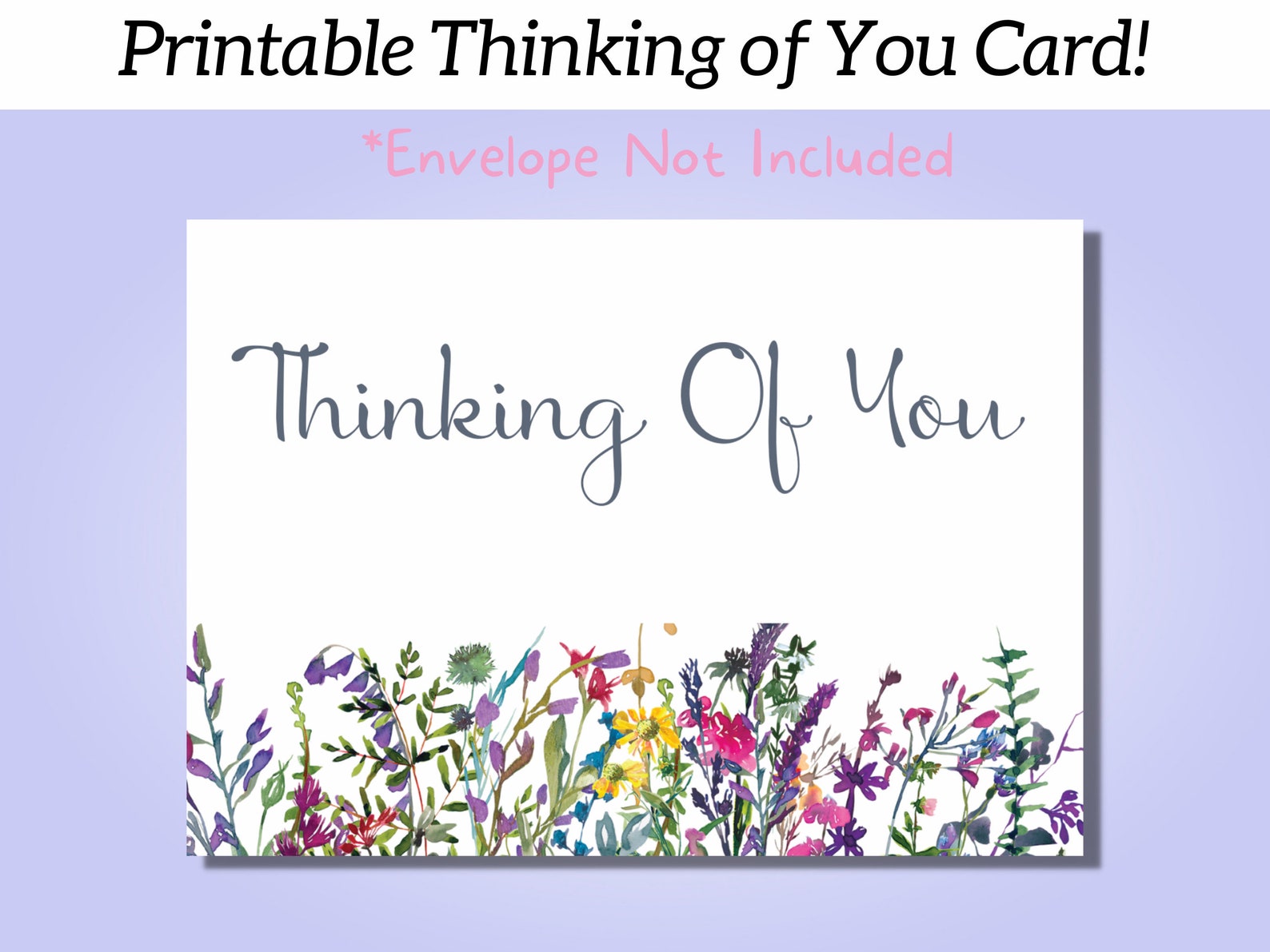 Printable Floral Thinking of You Card, Greeting Card, Flower Card ...