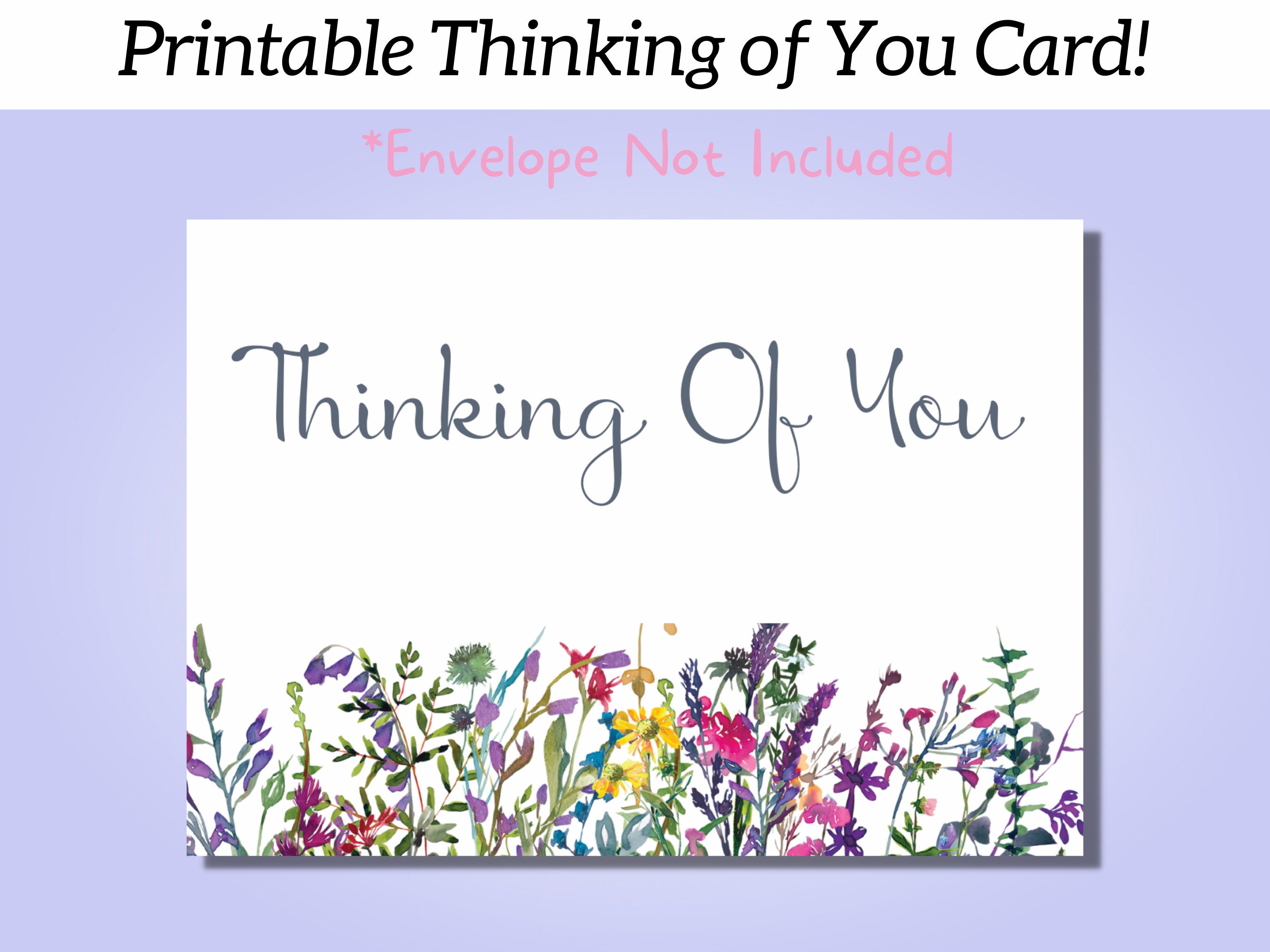 Printable Floral Thinking of You Card, Greeting Card, Flower Card ...