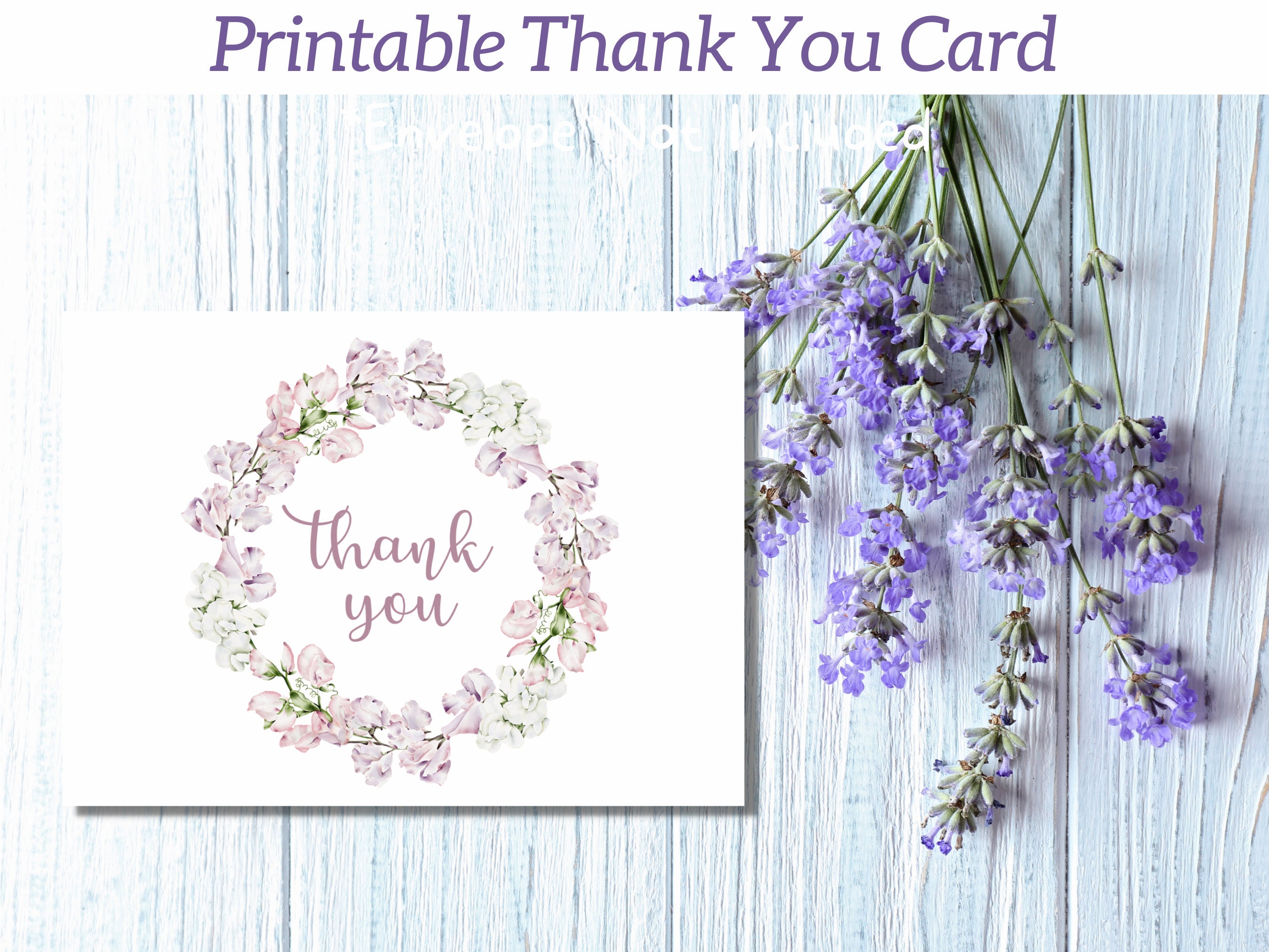 Printable Floral Thank You Card Note Cards Modern Floral - Etsy