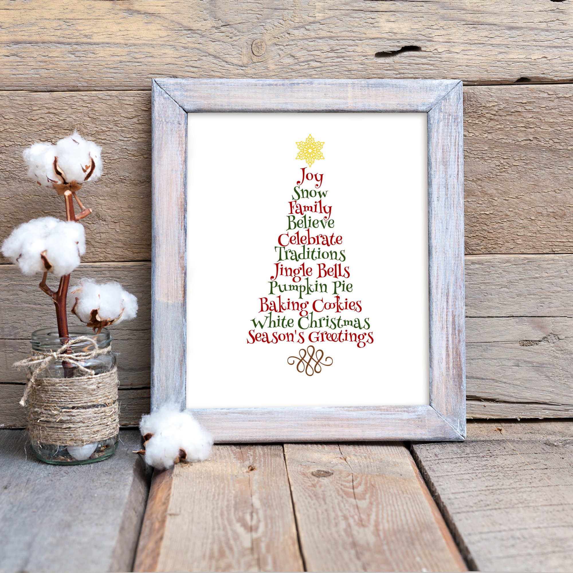 Word Christmas Tree Printable Wall Art Instant Download Etsy UK