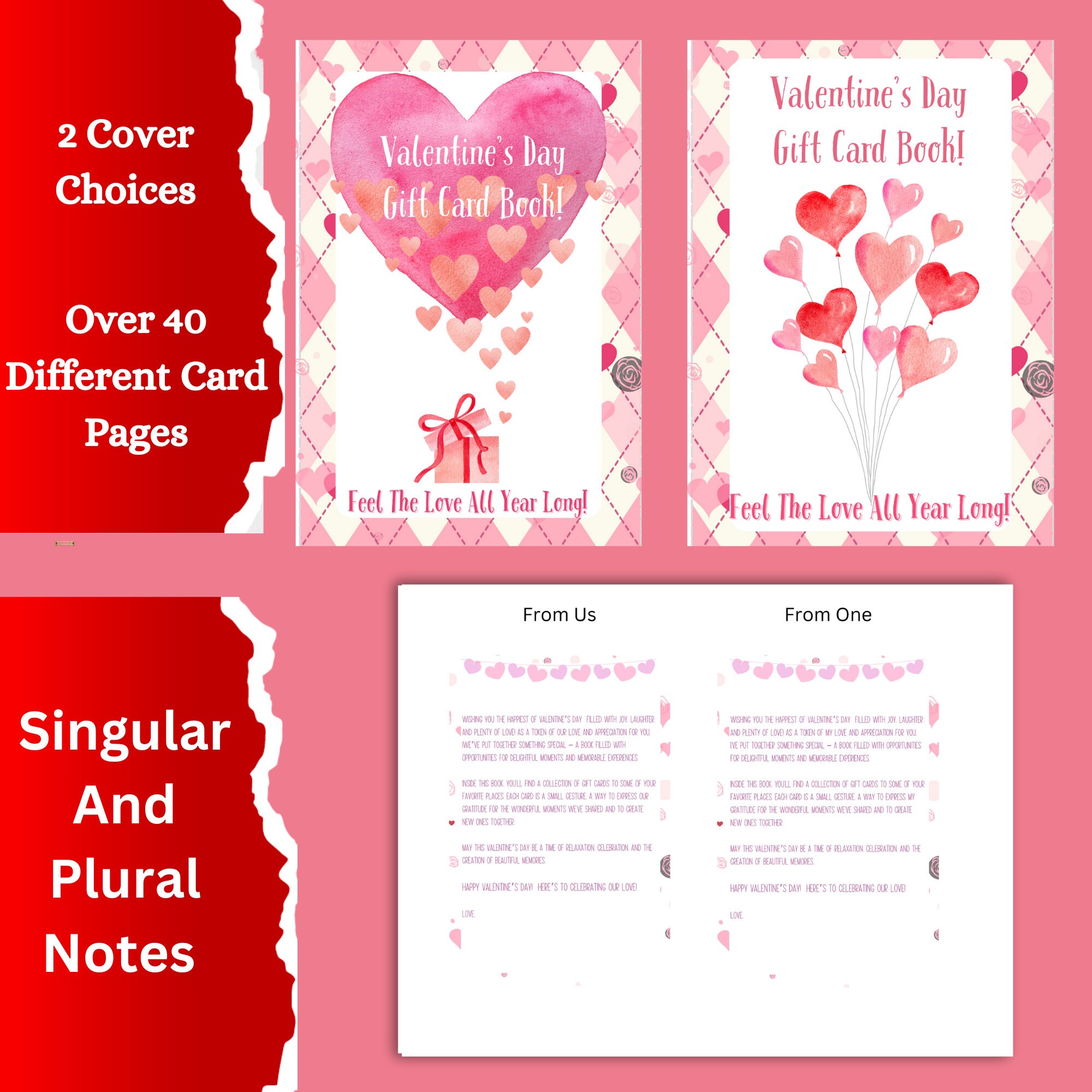 Printable Valentine's Day Gift Card Book, 4x6 Pages for Festive Gifting ...