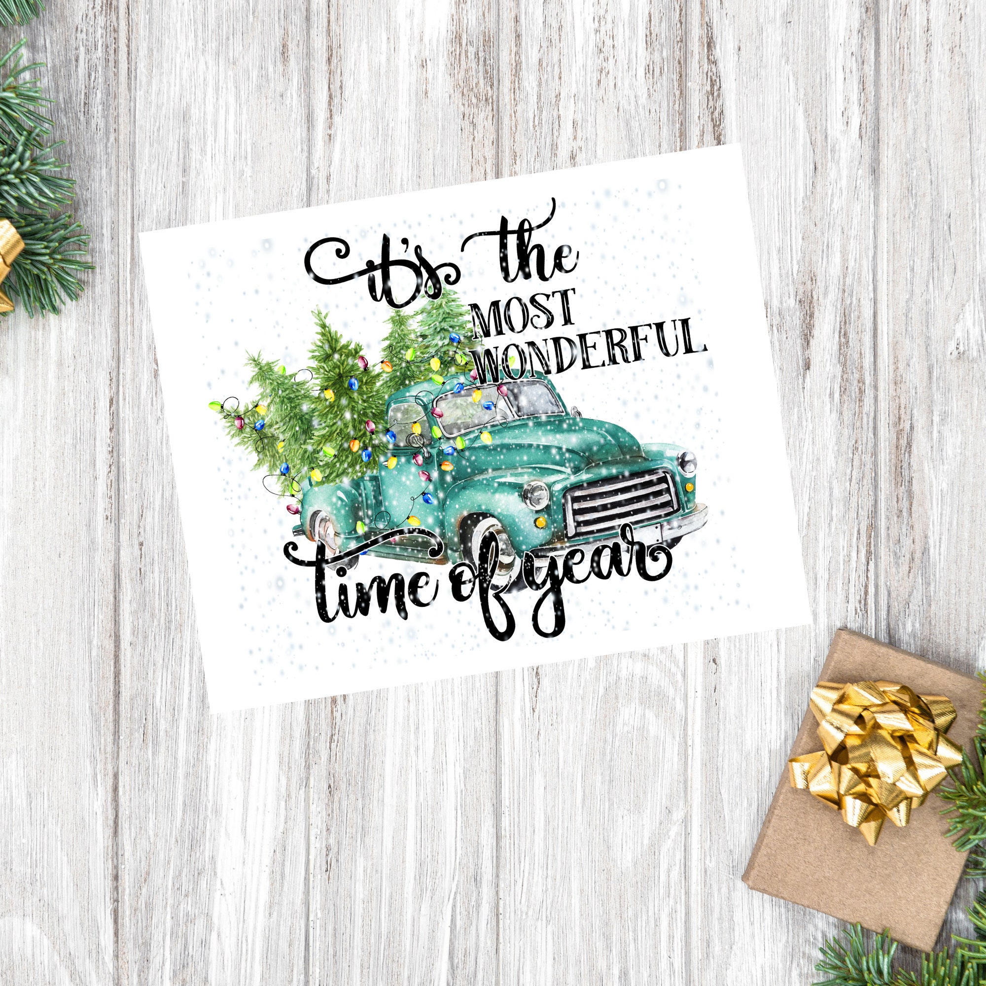 Blue Christmas Truck Printable Art Instant Download | Etsy