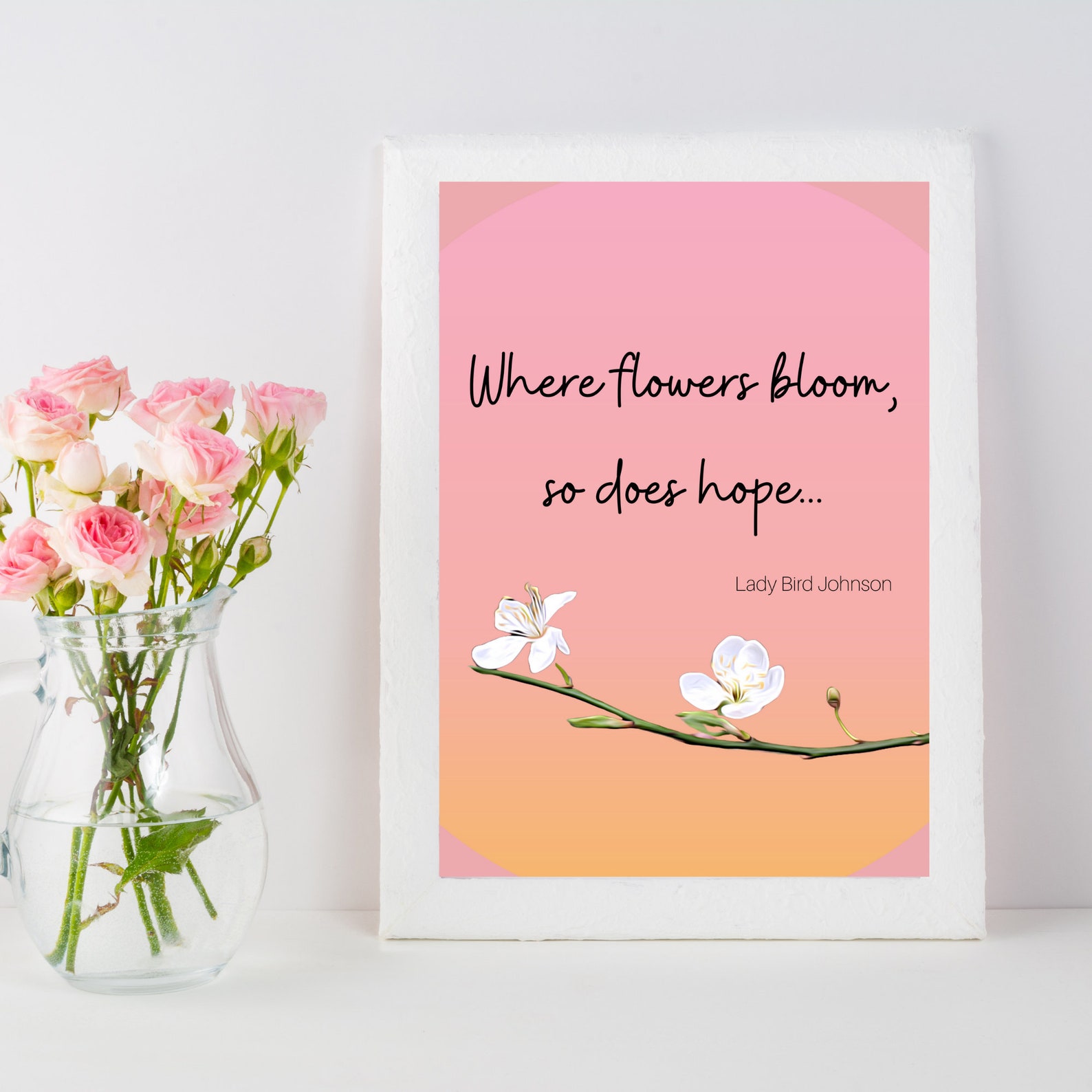 Where Flowers Bloom So Does Hope Printable Wall Art Lady Bird Etsy España