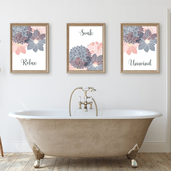 Relax Soak Unwind Printable Wall Art, Bathroom Wall Art, Washroom Wall Decor, Bathroom Decor, Guest Bathroom Decor, Farmhouse Bathroom