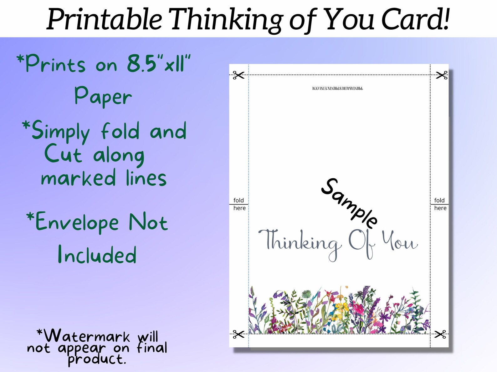 Printable Floral Thinking of You Card, Greeting Card, Flower Card ...