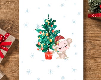 Baby Mouse Christmas Printable Art, Instant Download, Christmas decor