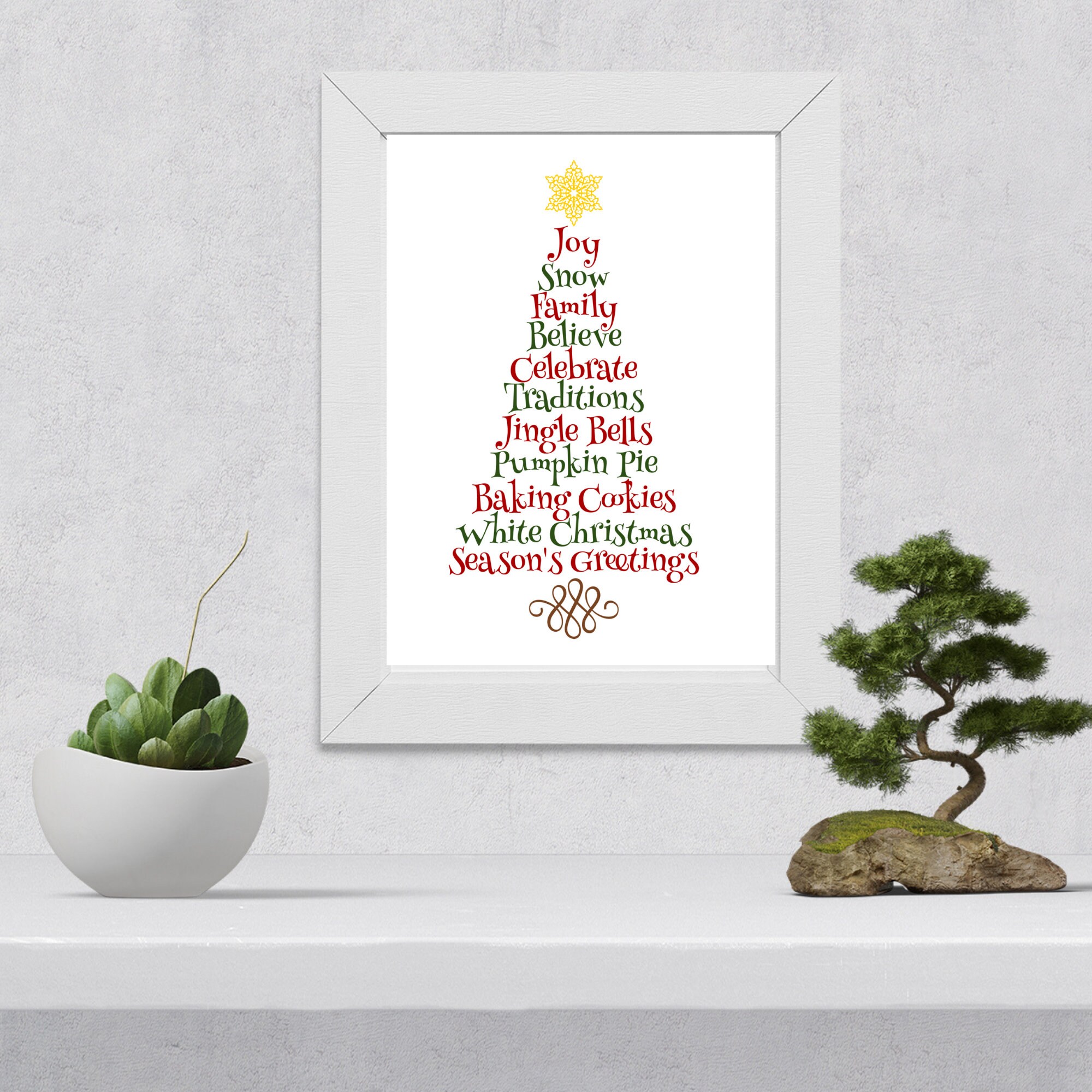Christmas Tree Printable Word Wall Art Instant Download Etsy UK